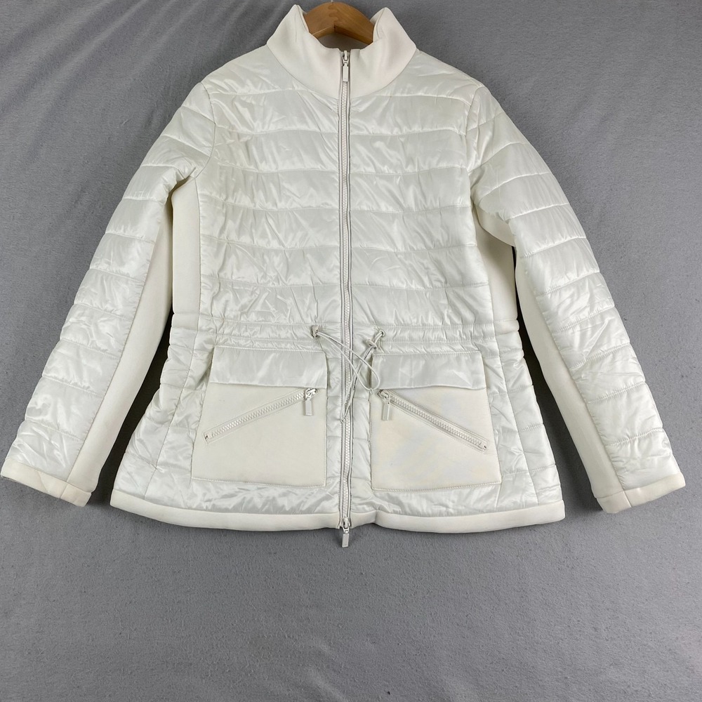 Purificacion Garcia Womens quilted Jacket M Full Zip white pockets